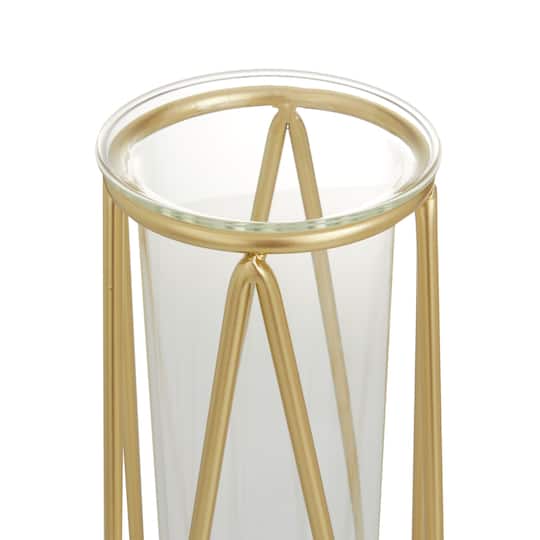 CosmoLiving by Cosmopolitan 9" Gold Modern Iron Vase Set